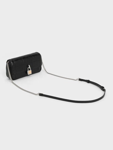 Suki Padlock Crossbody Bag, Noir, hi-res