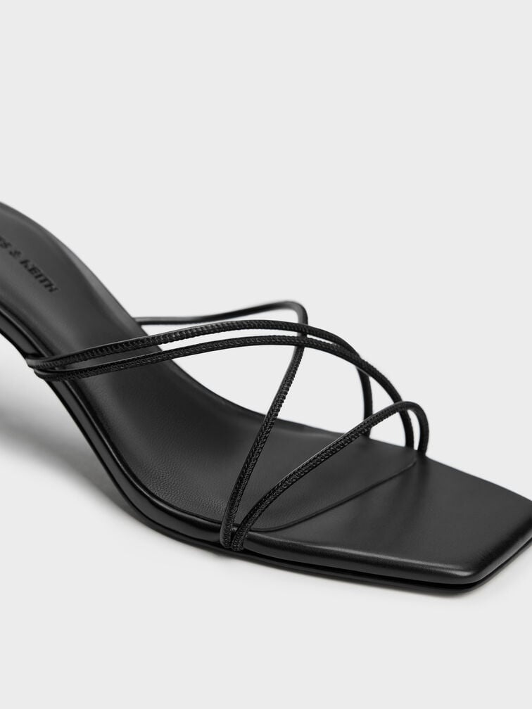 Strappy Heeled Sandals, Black, hi-res