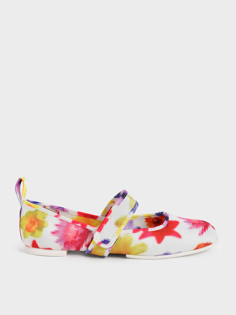 Multicoloured Nori Recycled Polyester Printed Mary Jane Flats CHARLES