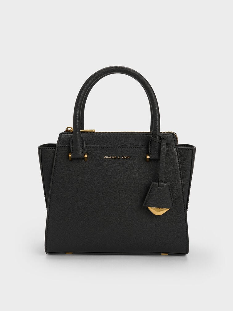 Harper Geometric Top Handle Bag, Black, hi-res
