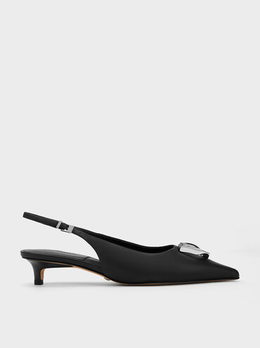 Gabine Leather Slingback Pumps, Black, hi-res