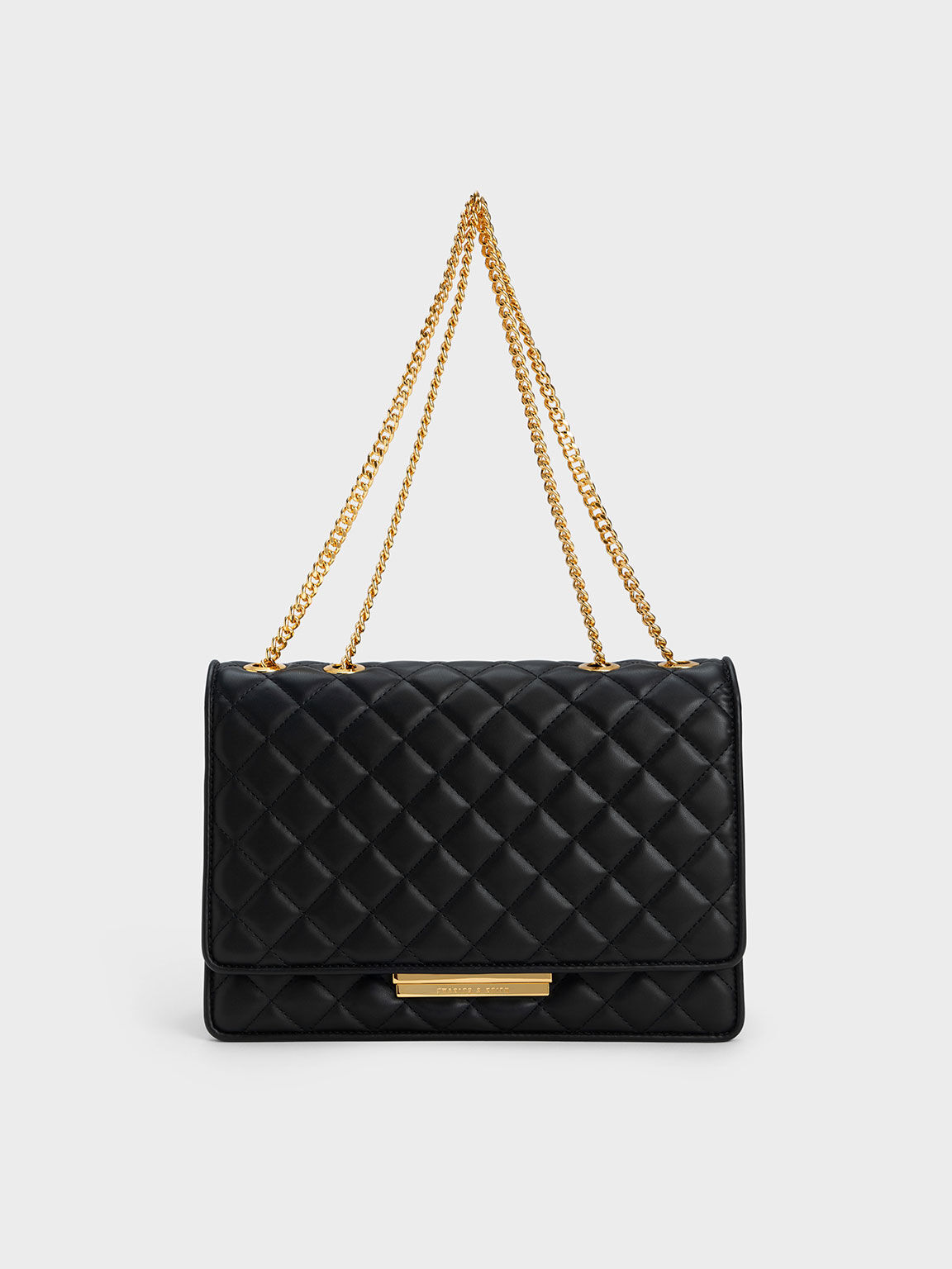 Push Lock Quilted Crossbody Bag Black