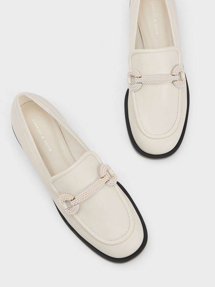 Beaded Strap Loafers, Chalk, hi-res