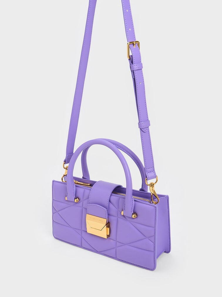 Blanche Quilted Top Handle Bag, Purple, hi-res