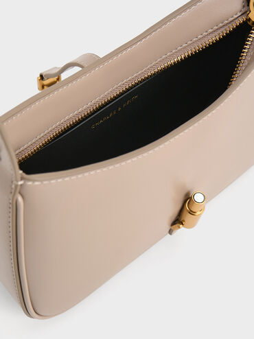 Cesia Metallic-Accent Shoulder Bag, Taupe, hi-res
