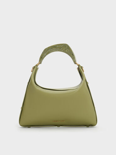 Marlin Acrylic Handle Hobo Bag, Olive, hi-res