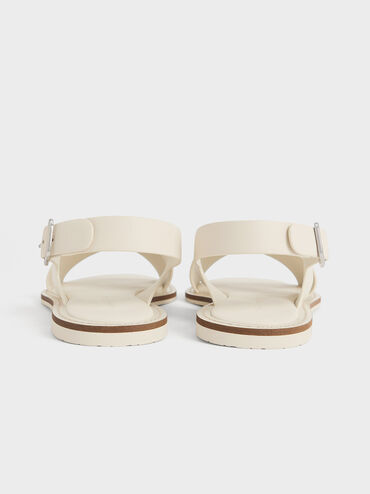 Crossover-Strap Slingback Sandals, Chalk, hi-res