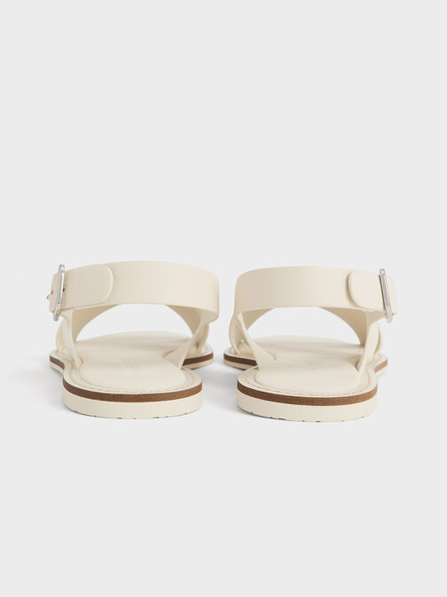 Crossover-Strap Slingback Sandals, Chalk, hi-res