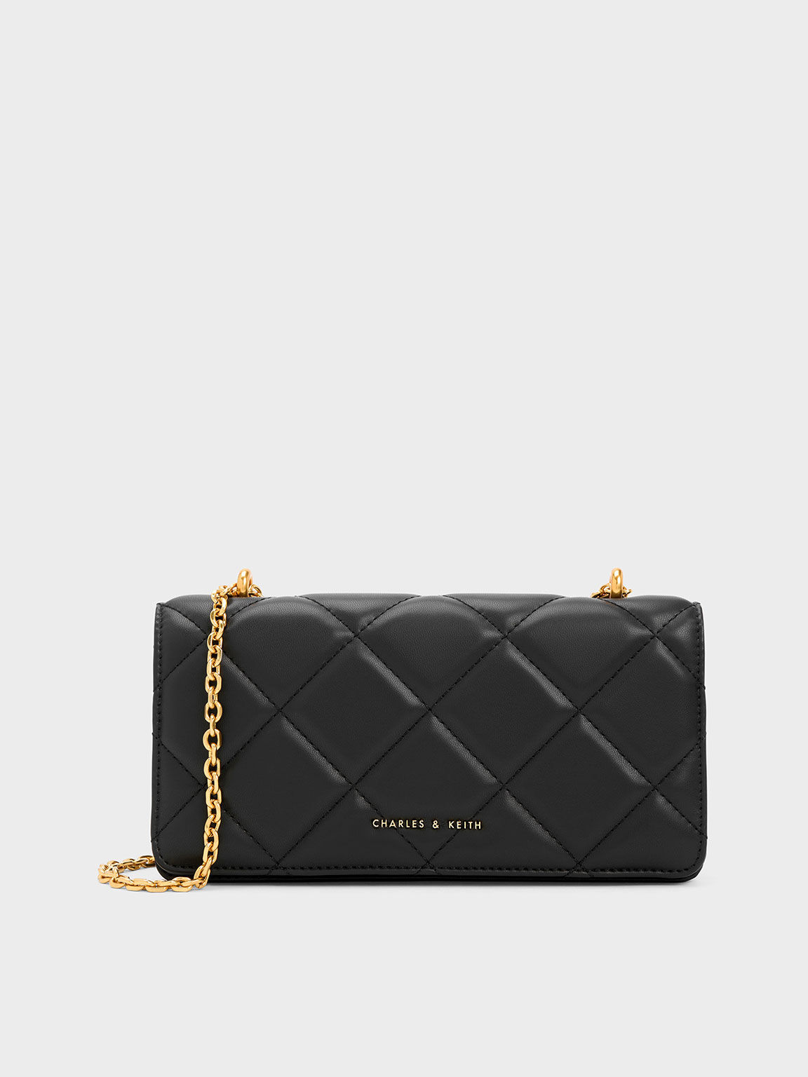 Paffuto Chain Handle Quilted Long Wallet Black