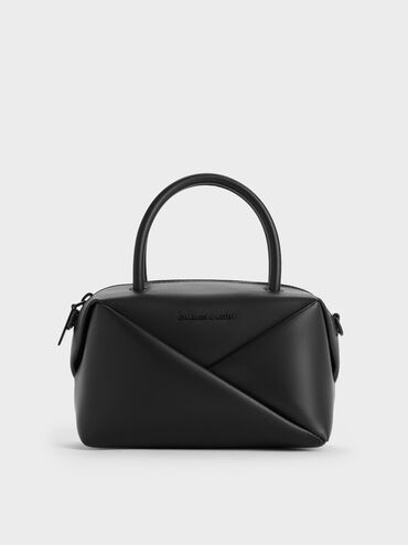 Midori Geometric Bowling Bag, Jet Black, hi-res
