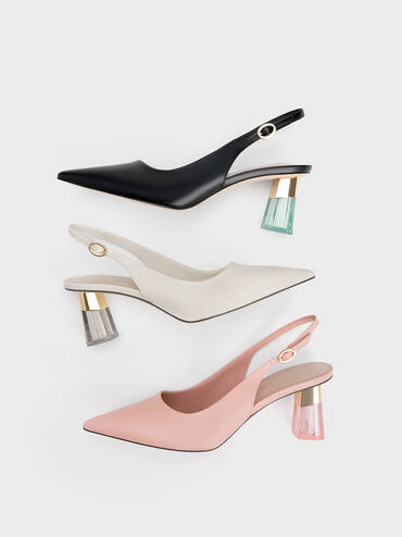 Oleana See-Through Trapeze Heel Slingback Pumps, Blush, hi-res