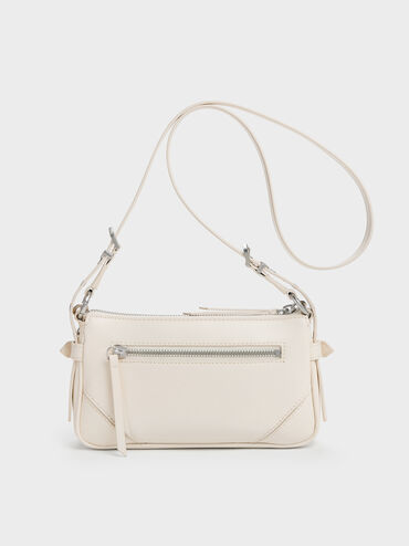 Antonella Chain-Strap Side-Buckle Crossbody Bag, Cream, hi-res