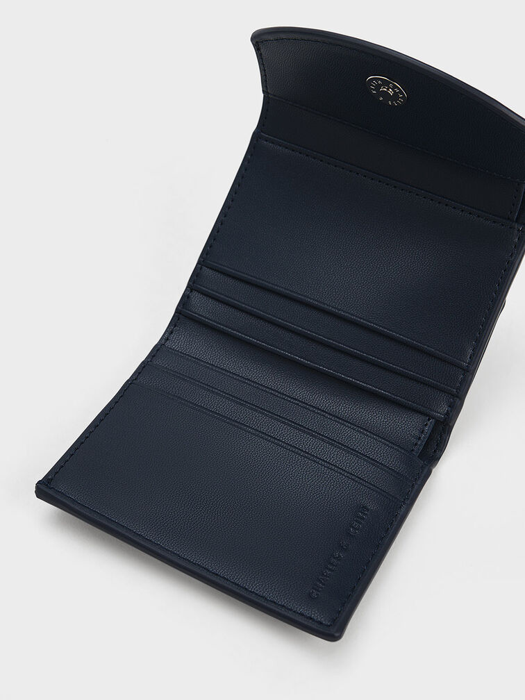 Alouette Contrast Trim Small Wallet, Navy, hi-res
