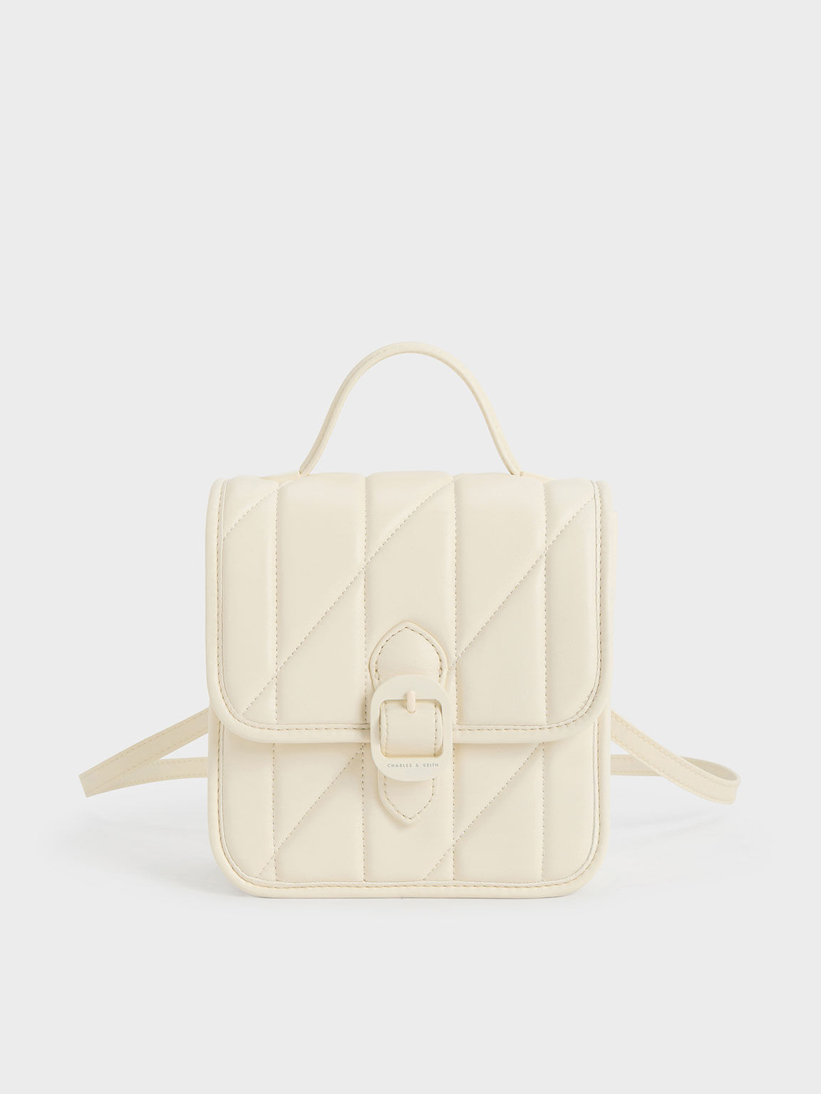 Cream Lin Quilted Belted Backpack CHARLES KEITH IN