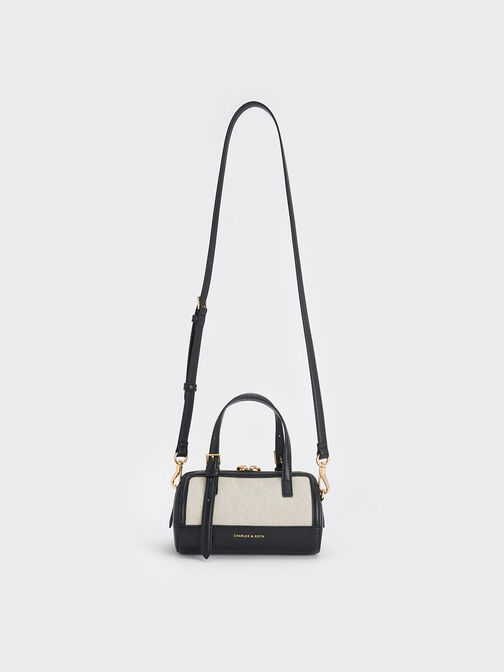 Enola Canvas Two-Tone Bowling Bag, Black, hi-res