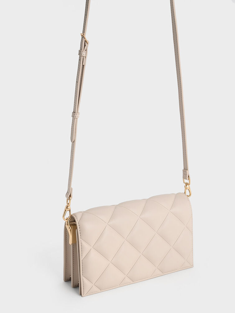 Alcott Scarf Handle Quilted Clutch, Oat, hi-res