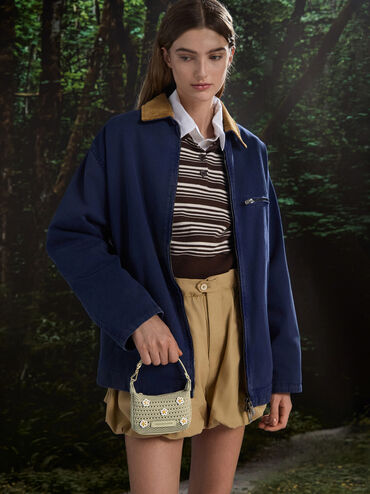 Micro Ida Flower Knitted Bag, Pale Olive, hi-res