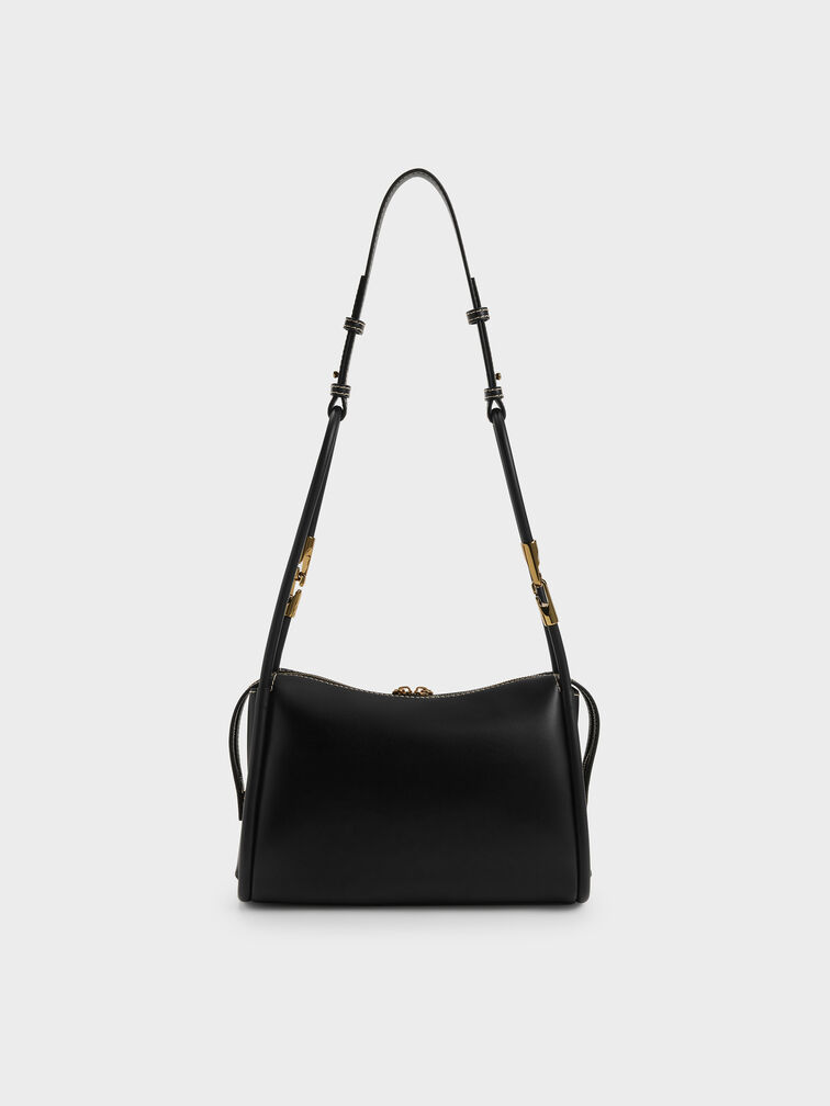 Lyla Tubular Slouchy Shoulder Bag, Black, hi-res