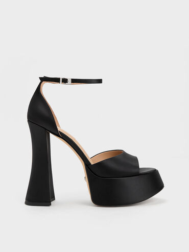 Michelle Recycled Polyester Platform Sandals, Black, hi-res