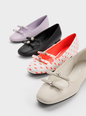Floral Beaded Bow Ballerinas, Lilac, hi-res