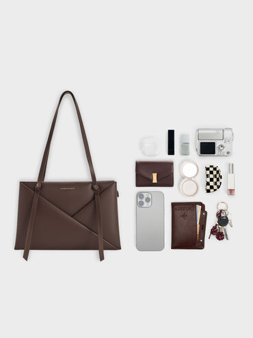 Midori Geometric Tote Bag, Espresso Brown, hi-res