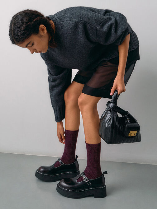 Donna Crinkle-Effect Tote Bag, Black, hi-res