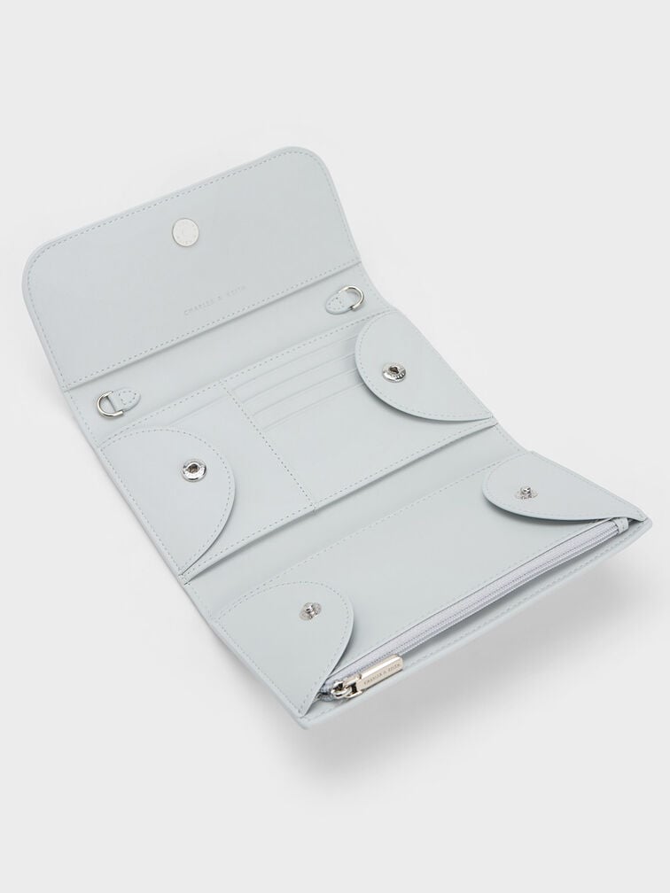 Front Flap Long Wallet, Light Grey, hi-res