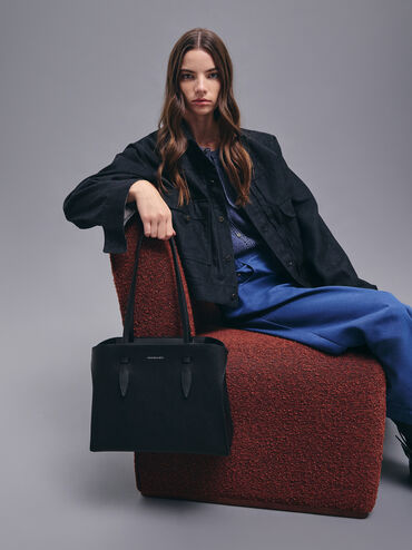 Allyn Elongated-Handle Tote Bag, Noir, hi-res