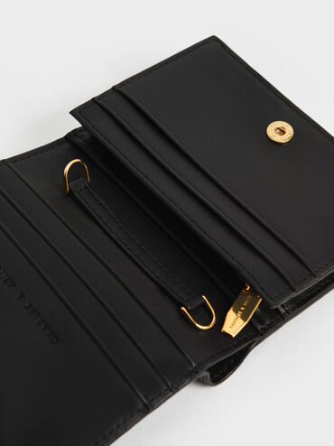 Cassia Snap Button Mini Short Wallet, Black, hi-res