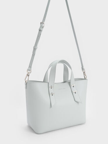 Double Handle Hobo Bag, Light Grey, hi-res