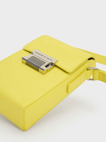 Freida Metallic Accent Elongated Pouch, Yellow, hi-res