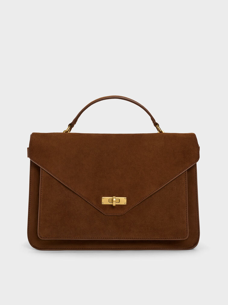 Chance Turn-Lock Top-Handle Bag, Pecan Brown, hi-res