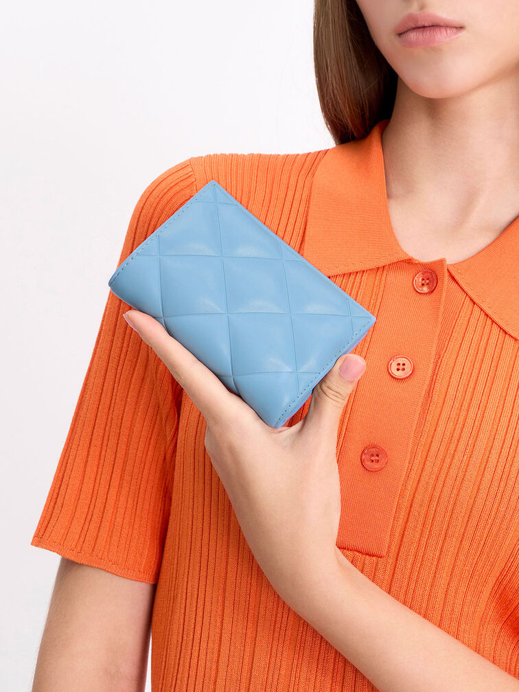 Gemma Quilted Card Holder, Light Blue, hi-res