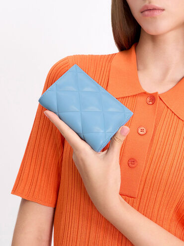 Gemma Quilted Card Holder, Light Blue, hi-res