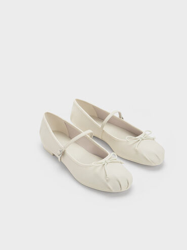 Bow Mary Jane Flats, Chalk, hi-res