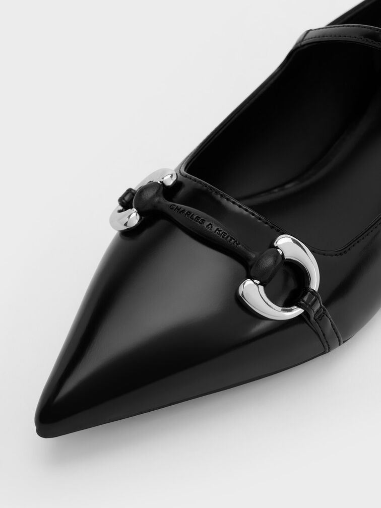 Metallic Accent Pointed-Toe Mary Janes, Black Box, hi-res