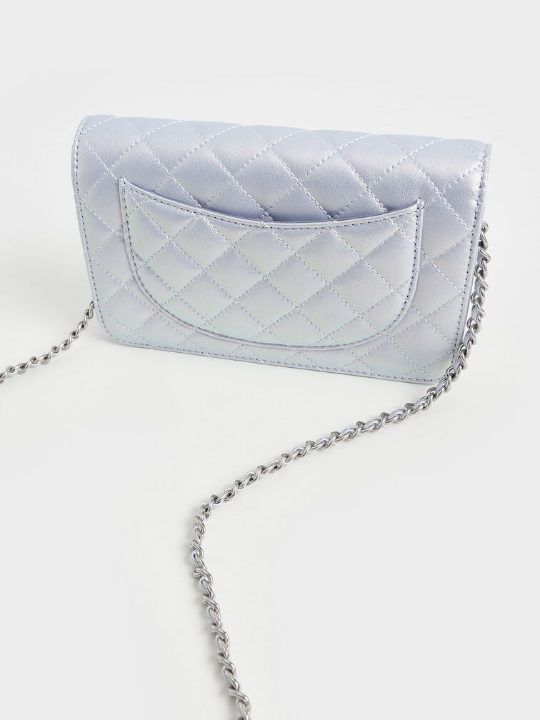 Quilted Push-Lock Clutch, Peacock, hi-res