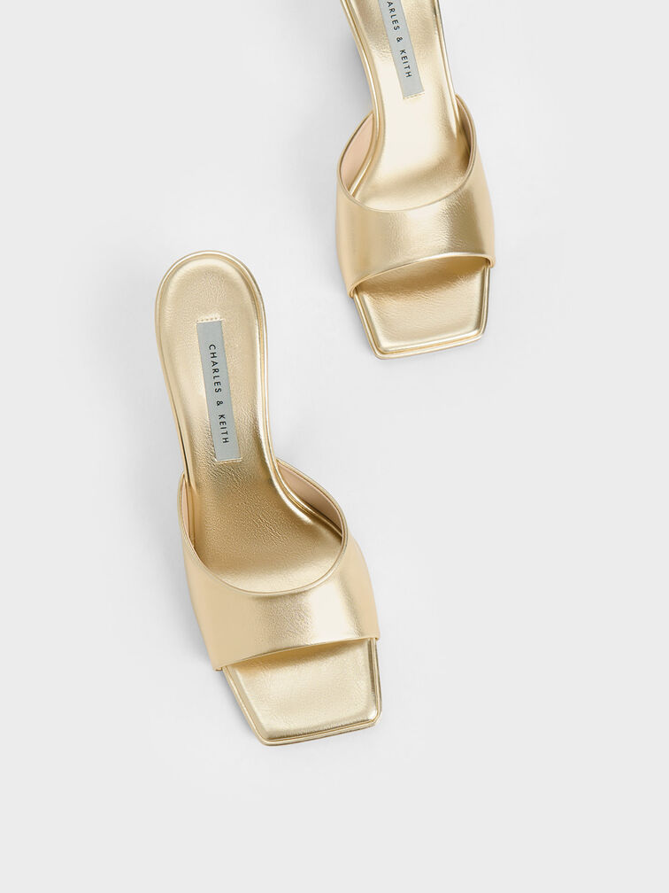 Metallic Square-Toe Wedges, Gold, hi-res