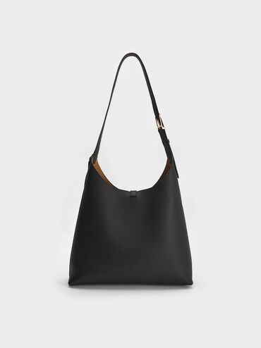 Chance Turn-Lock Hobo Bag, Black, hi-res