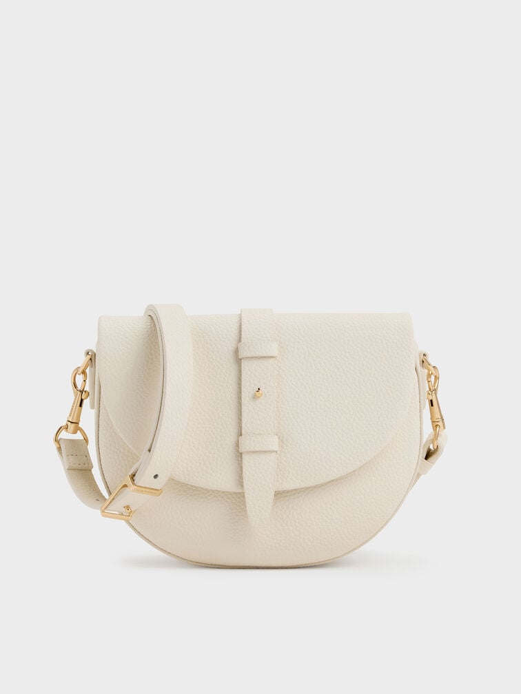 Beryl Belted Saddle Bag, Cream, hi-res