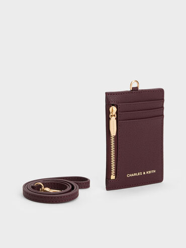 Twilia Side-Zip Card Holder, Wineberry Red, hi-res