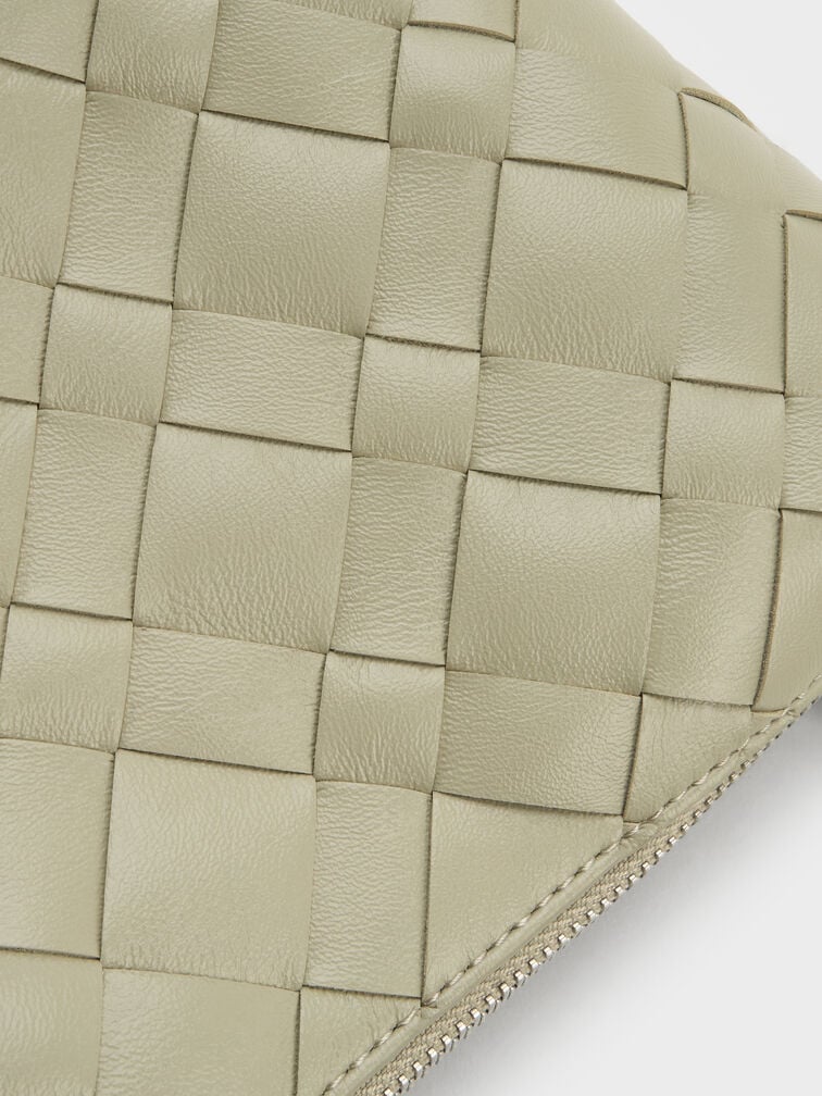 Ivette Woven Shoulder Bag, Pale Olive, hi-res