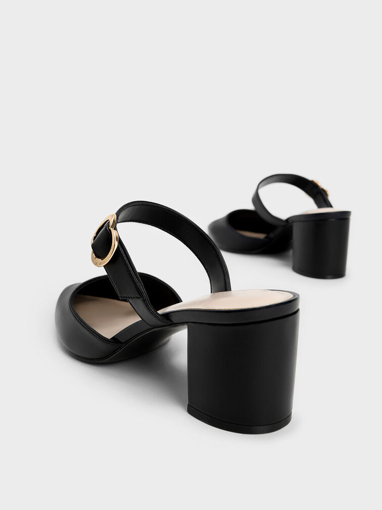 Metallic Accent Pointed-Toe Pumps, Black, hi-res