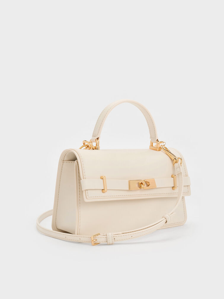 Arlet Belted Top Handle Bag, Cream, hi-res