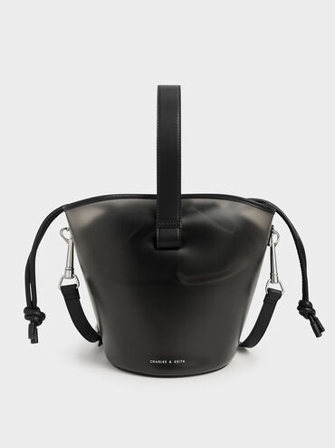 See-Through Effect Bucket Bag, Black, hi-res