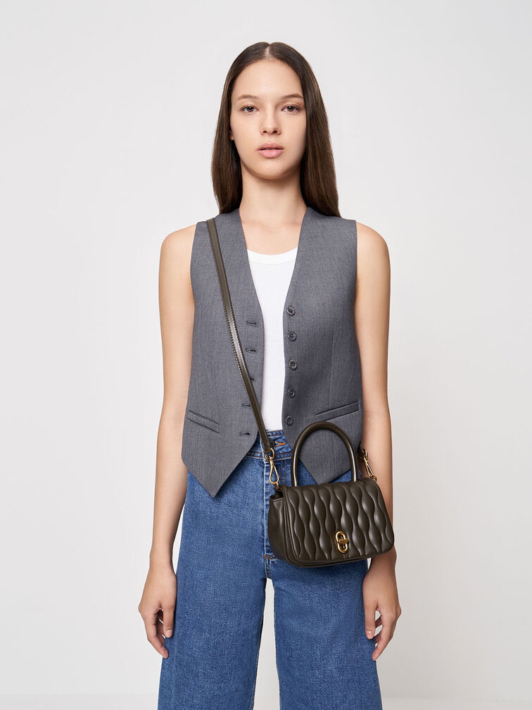 Iva Boxy Top Handle Bag, Dark Moss, hi-res
