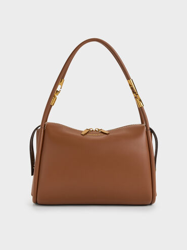 Lyla Tubular Slouchy Shoulder Bag, Chocolate, hi-res