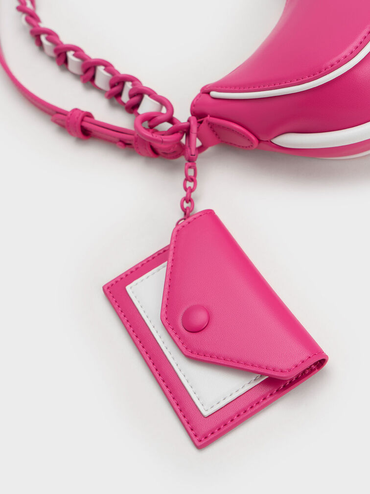 Alouette Curved Shoulder Bag, Fuchsia, hi-res