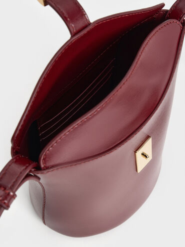 Wisteria Belted Bucket Bag, Burgundy, hi-res