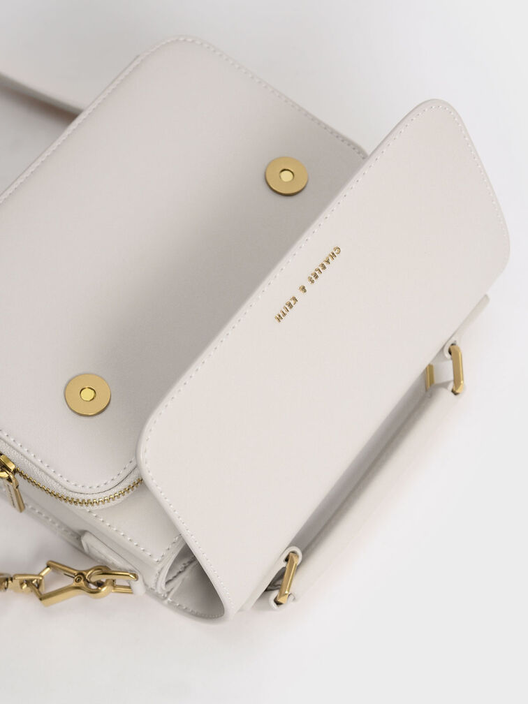 Front Flap Top Handle Crossbody Bag, Ivory, hi-res
